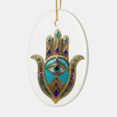 Turquoise Derde Oog Hamsa Keramisch Ornament (Links)