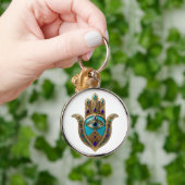 Turquoise Derde Oog Hamsa Sleutelhanger (Hand)