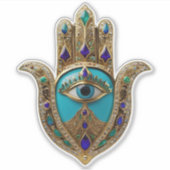 Turquoise Derde Oog Hamsa Sticker (Voorkant)