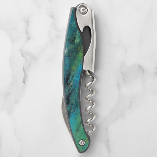 Turquoise Design Cork Screw Kurkentrekker (Achterkant)