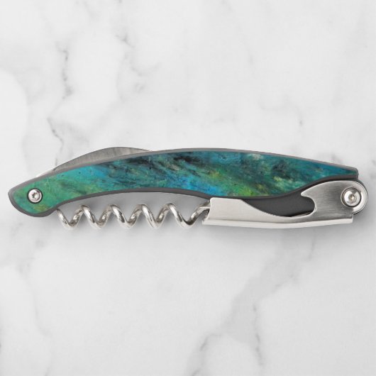 Turquoise Design Cork Screw Kurkentrekker (Achterkant)