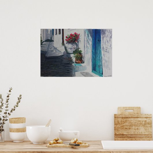 Turquoise-deur Poster (Keuken)