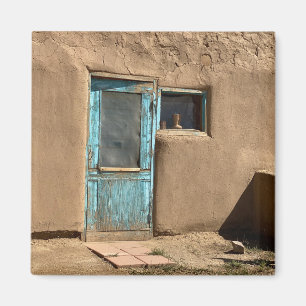 Turquoise deur Taos Pueblo fotografie Magneet