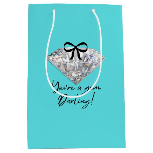 Turquoise & Diamanten Dankkaart Medium Cadeauzakje (Voorkant)