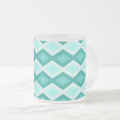 Turquoise diamond pattern matglas koffiemok (Voorkant rechts)