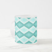 Turquoise diamond pattern matglas koffiemok (Voorkant links)