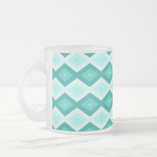 Turquoise diamond pattern matglas koffiemok (Links)