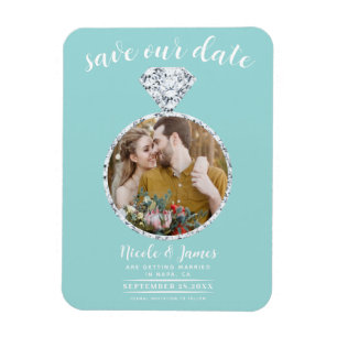 Turquoise Diamond Ring Bling Foto Opslaan van de D Magneet