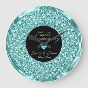 Turquoise Diamonds Glitter 10e Jubileum Grote Klok