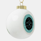 Turquoise Diamonds Glitter 10e Jubileum Keramische Bal Ornament (Links)