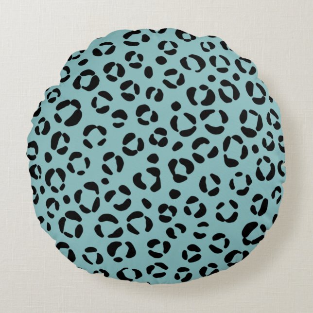Turquoise Dierprint Rond Kussen (Voorkant)