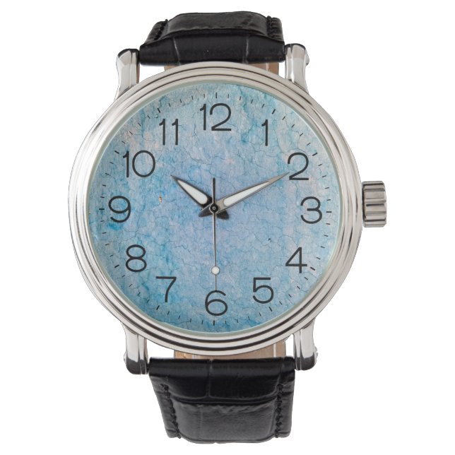 Turquoise Distressed Grunge Texture Horloge (Voorkant)
