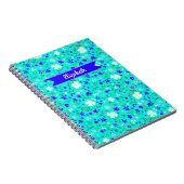 Turquoise Ditsy Floral Illustrated Personalized Notitieboek (Rechterzijde)
