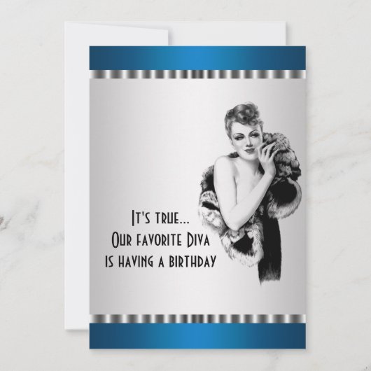 Turquoise Diva Anniversaire Fête Invitation (Devant)