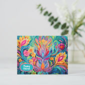 Turquoise Diwali Dreamscape Briefkaart (Staand voorkant)