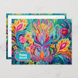 Turquoise Diwali Dreamscape Briefkaart