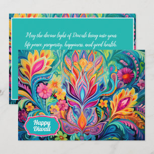 Turquoise Diwali droomlandschap kaart