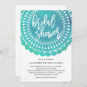 Turquoise Doily Bridal Shower Invitation Kaart (Voorkant / Achterkant)