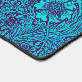  turquoise donkerpaarse bloemmotief bureaumat (Hoek)