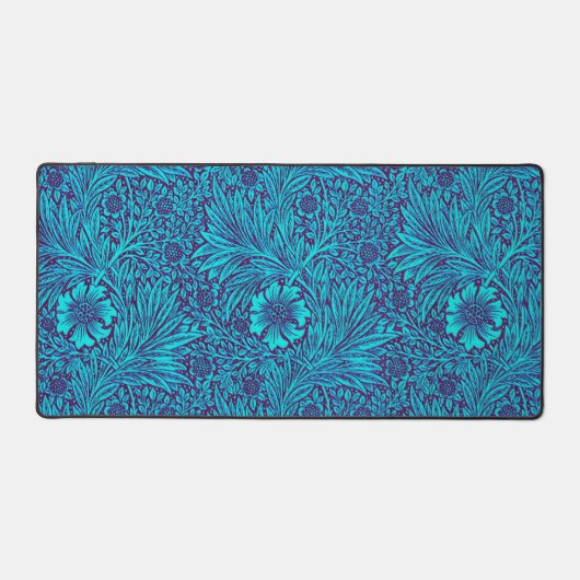  turquoise donkerpaarse bloemmotief bureaumat (Voorkant)