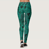 Turquoise Doodle Grunge Hearts Leggings (Achterkant)