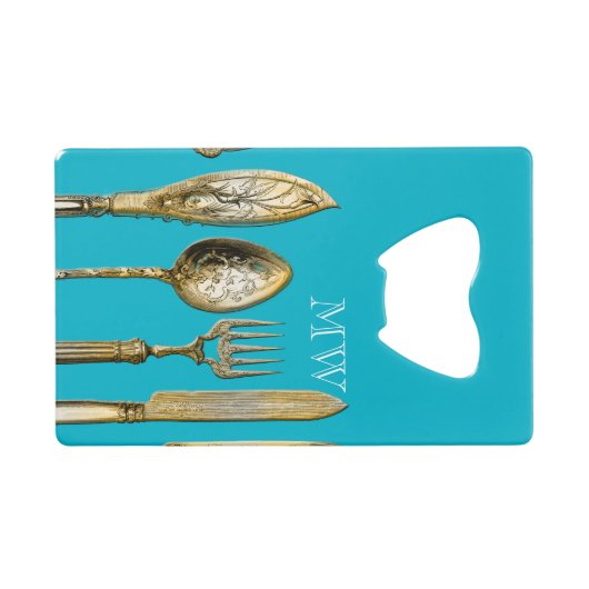 Turquoise d'or de cuillère de fourchette de (Devant (Horizontal))