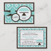 Turquoise douce de carte de visite de tarte (Devant / Derrière)