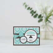 Turquoise douce de carte de visite de tarte (Debout devant)