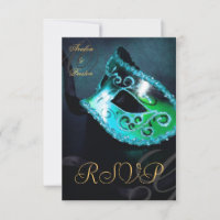 Turquoise Draaikolk Maskerade Masker RSVP Uitnodig