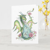 Turquoise Dragon - wenskaart Kaart (Gele Bloem)