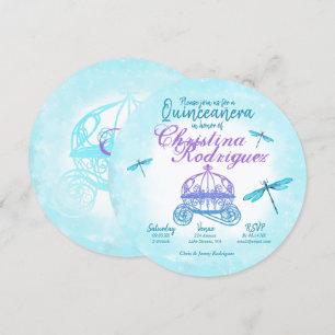 Turquoise Dragonflies, Paars Quinceañera Kaart