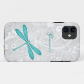 Turquoise Dragonfly Personnalisé iPhone 11 Coque (Dos (Horizontal))