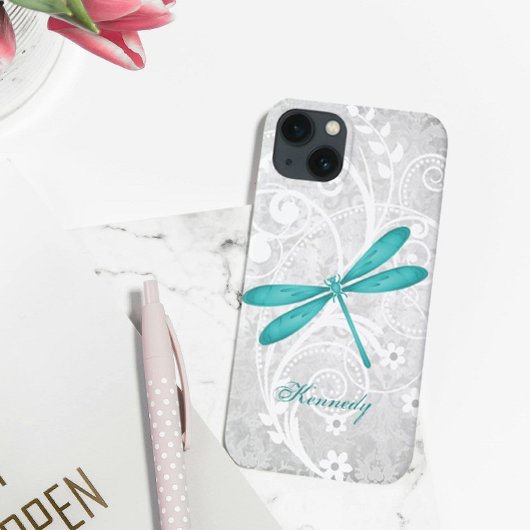 Turquoise Dragonfly Personnalisé iPhone X coque