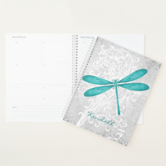 Turquoise Dragonfly Personnalisé Planner (Devant avec enveloppe)