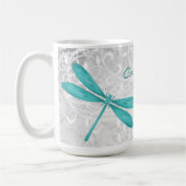 Turquoise dragonfly Personnalisée Coffee Mug (Gauche)