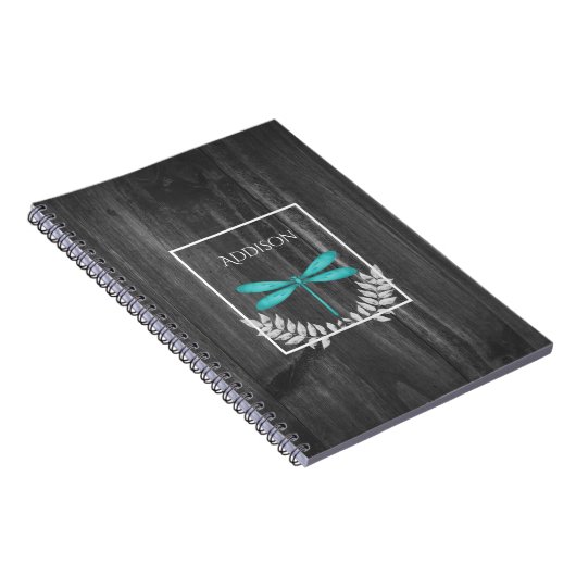 Turquoise Dragonfly Rustic Carnet personnalisé (Côté Droit)