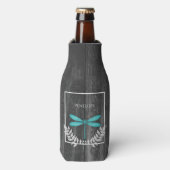 Turquoise Dragonfly Rustic Personnalisé Glacière d (Bottle Devant)