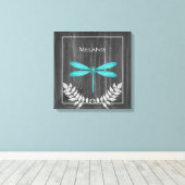 Turquoise Dragonfly Rustique toile Imprimer (Insitu (Plancher de Bois))
