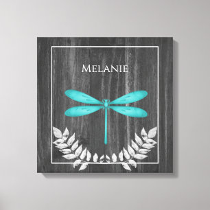 Turquoise Dragonfly Rustique toile Imprimer