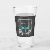 Turquoise Dragonfly Rustique Verre personnalisé (Dos)