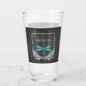 Turquoise Dragonfly Rustique Verre personnalisé (Devant)