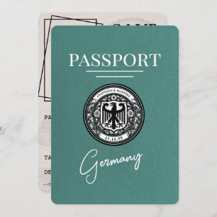 Turquoise Duitsland paspoort Bewaar de datum Save The Date