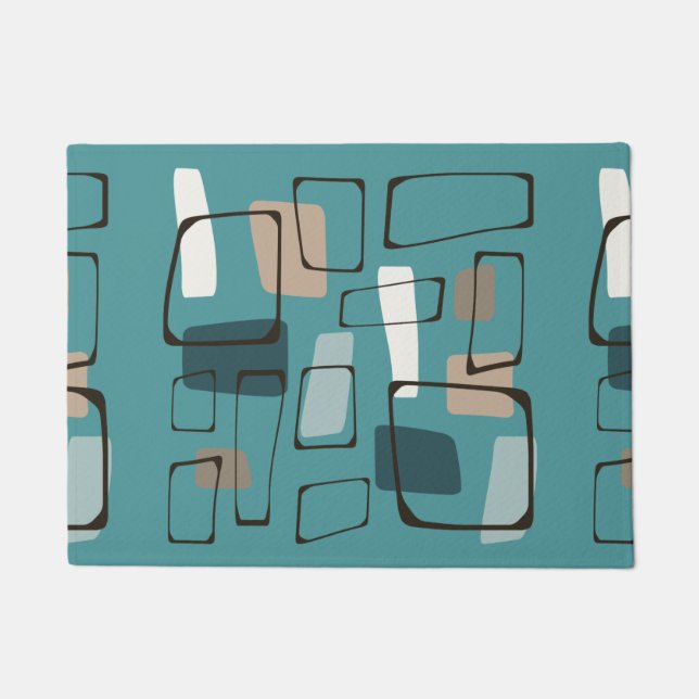 Turquoise Eames Style Art Deurmat (Voorkant)