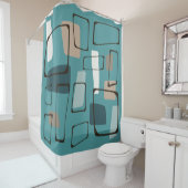 Turquoise Eames Style Art Douchegordijn (In situ)
