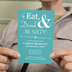 Turquoise Eat Drink 600th Birthday Mideeuw Kaart