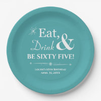 Turquoise Eat Drink 65 jaar Retro 65