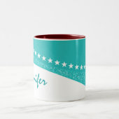 Turquoise Éblouissant Courbes Étoile Mug (Centre)