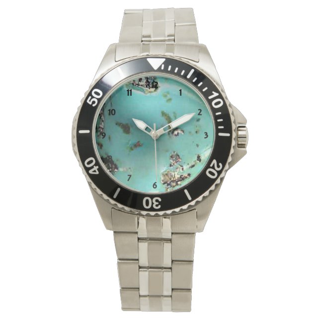 Turquoise edelsteen Afbeelding Mannen Horloge (Voorkant)