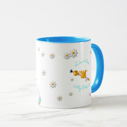 Turquoise Eenhoorn Mok met Kroon en Scepter (Voorkant rechts)