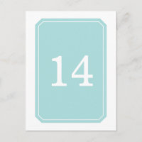 Turquoise Eenvoudig Elegant Table Number Briefkaar